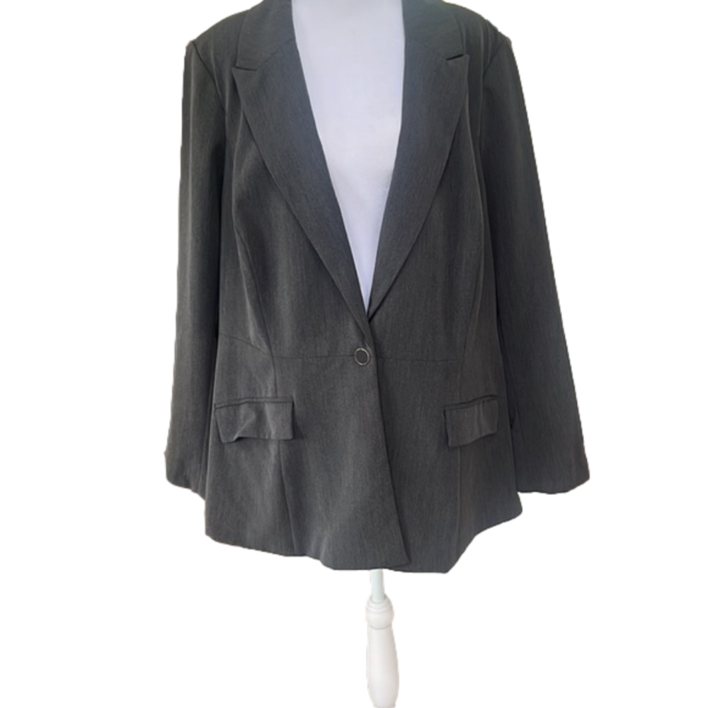 LANE Bryant the Bryant Blazer one button size 22 jacket gray business casual